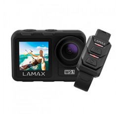 LAMAX W9.1 REAL 4K 60fps 액션 캠(안정화 기능 포함), 수중 카메라, 듀얼 디스플레이 및 21개 액세서리가 포함된 캠코더, Wi-Fi, 슬로우 모션.
