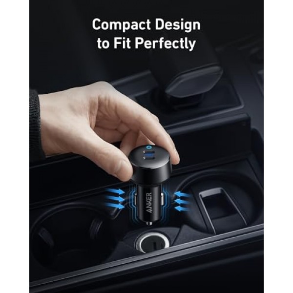 Anker USB C 차량용 충전기, 40W 2포트 PowerIQ 3.0 Type C 어댑터, iPhone 14 13 12 11 X XS Pro Max mini, Galaxy S22/S20/S10, Pixel, iPad/iPad mini 등을 위한 전원 공급 기능이 있는 PowerDrive III Duo