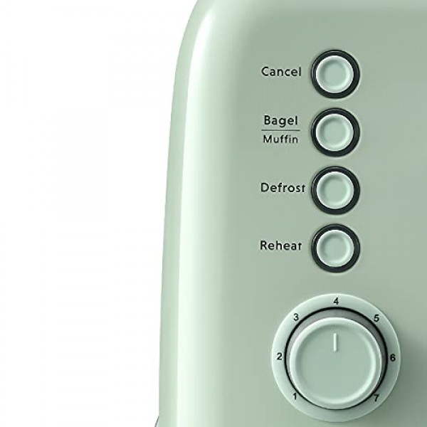 BUYDEEM DT620 2슬라이스 토스터, 매우 넓은 슬롯, 하이 리프트 레버가 있는 레트로 스테인레스 스틸, 베이글 및 머핀 기능, 부스러기 제거 트레이, 7가지 셰이드 설정, 아