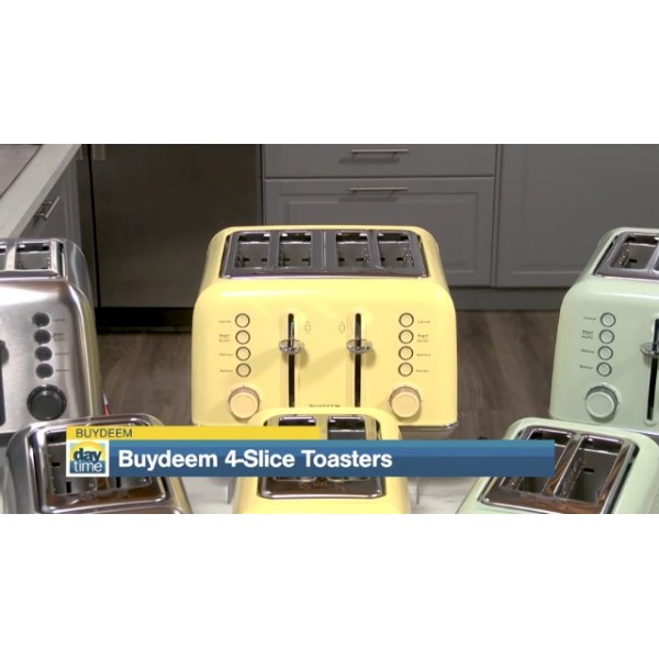 BUYDEEM DT620 2슬라이스 토스터, 매우 넓은 슬롯, 하이 리프트 레버가 있는 레트로 스테인레스 스틸, 베이글 및 머핀 기능, 부스러기 제거 트레이, 7가지 셰이드 설정, 아