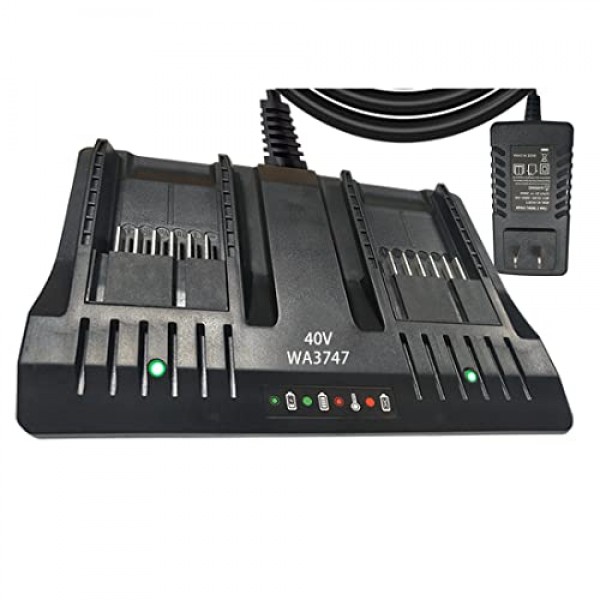 ANOPIW WA3747 듀얼 고속 충전기 Worx WA3747 40V 휴대용 충전기 교체 Worx 40V 배터리 WA3580 WG180 WG280 WG380 WG580 리튬 배터리와 호환…