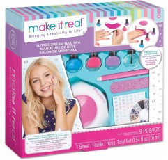 Make It Real Dream DIY 반짝이 매니큐어 네일 바니시 세트 - 폴란드어, 스티커 및 건조기가 포함된 풀 스파 체험! - 소녀들을 위한 선물