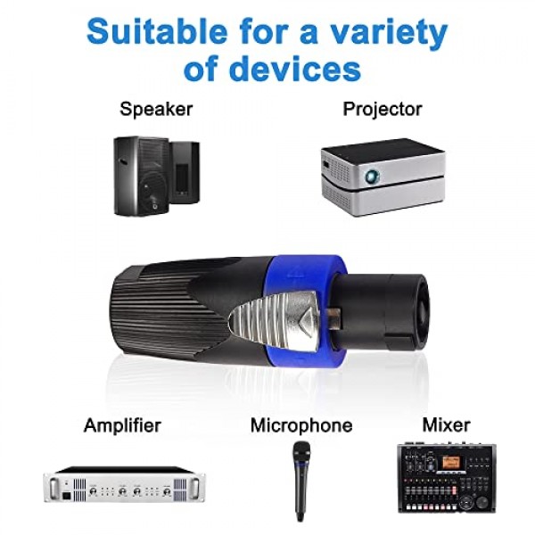 XMSJSIY Speakon 플러그 4핀 플러그, NL4FC 4핀 어댑터 트위스트 잠금 스피커 플러그 교체 Speakon NL4FC, NL4FX, NLT4X, NL2FC 등과 호환 가능 - 2개 팩