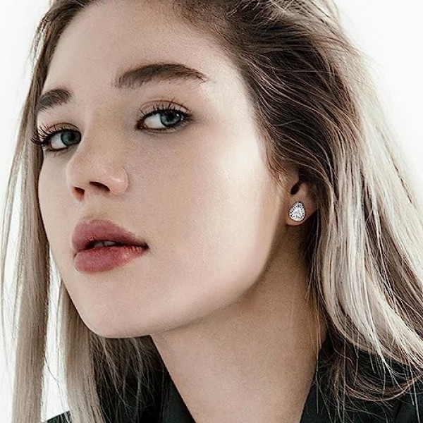 Chriscoco 여성용 실버 스터드 귀걸이 남성용 Boucles d' oreilles 지르콘 큐비크 En Argent 스털링 925 저자 극성 큐빅 지르코니아 실버 다이아몬드 헤일로 스터드 귀걸이 여성용