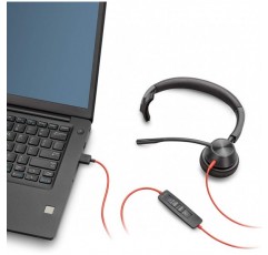 Plantronics - Blackwire 3310 USB-C(Poly) - Boom Boom이 장착된 유선 모노 이어 헤드셋 - USB-C를 통해 PC 및/또는 Mac에 연결 - Teams, Zoom 등과 호환 모노 USB-C