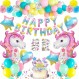 유니콘 생일 장식, 소녀를위한 유니콘 파티 장식, 3D 유니콘 풍선 생일 축하 배너 라텍스 색종이 풍선 케이크 토퍼 호일 풍선 1st 2nd 3rd 5th 6th Girls Baby Birthday