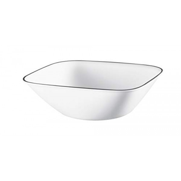 Corelle Vitrelle 6개 식기 세트용 18피스 서비스, 삼중 유리 및 칩 방지, 경량 사각 접시 및 그릇 세트, 목재 섀도우
