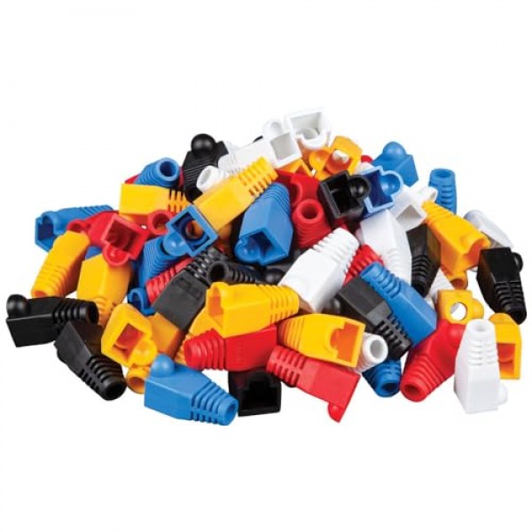 Klein Tools VDV824-650 CAT6 /CAT5e 데이터 이더넷 네트워크 RJ45 종단 스트레인 릴리프 부츠, 래치 보호, 색상 코드 100팩