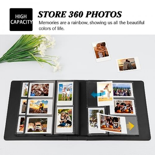 Fujifilm Instax Mini 카메라용 360 포켓 사진 앨범 Fujifilm Instax Mini 11 12 9 40 Evo Liplay 8 7+ 즉석 카메라(검은색)