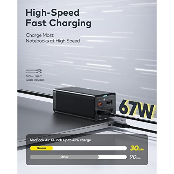 Baseus USB C 충전기 67W 및 허브 4-in-1 충전 스테이션 - iPhone 15 Pro Max, MacBook, Nintendo Switch, Steam Deck(100W USB4.0 케이블 포함)용 고속 충전 및 데이터 전송 도킹 스테이션