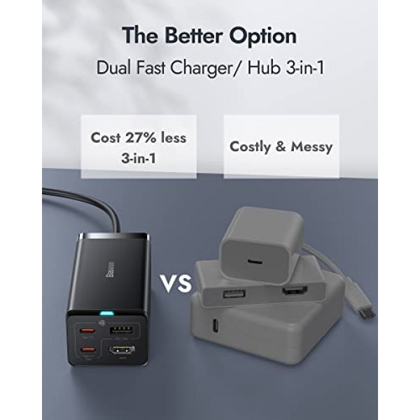 Baseus USB C 충전기 67W 및 허브 4-in-1 충전 스테이션 - iPhone 15 Pro Max, MacBook, Nintendo Switch, Steam Deck(100W USB4.0 케이블 포함)용 고속 충전 및 데이터 전송 도킹 스테이션