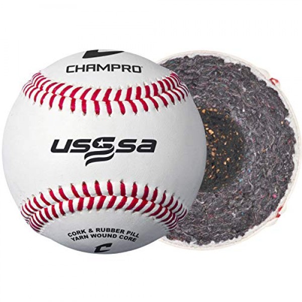 CHAMPRO USSSA 게임 야구공(풀 그레인 가죽 커버 포함), 12팩, 화이트