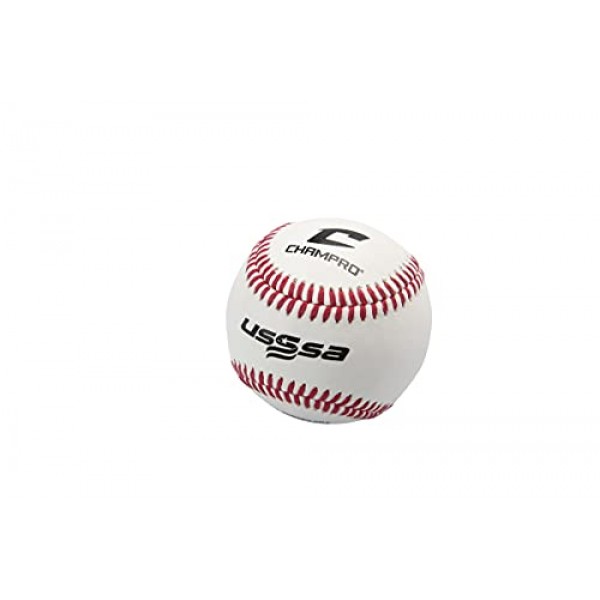 CHAMPRO USSSA 게임 야구공(풀 그레인 가죽 커버 포함), 12팩, 화이트