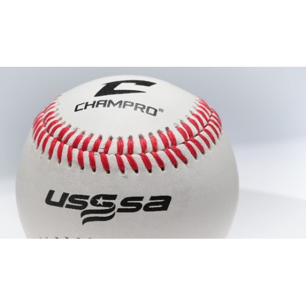 CHAMPRO USSSA 게임 야구공(풀 그레인 가죽 커버 포함), 12팩, 화이트