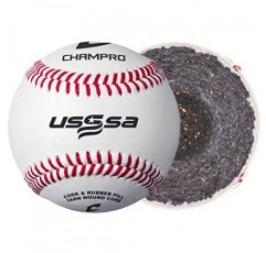 CHAMPRO USSSA 게임 야구공(풀 그레인 가죽 커버 포함), 12팩, 화이트