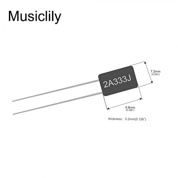 Musiclily 일렉트릭 기타 폴리에스테르 톤 필름 커패시터 또는 앰프 2A333J 0.033u / 100V Fender Strat Stratocaster Tele Guitar용, 녹색(10개 팩)