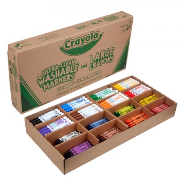 Crayola Large Crayons & Ultra Clean Washable Markers, 256 Count, Assorted (CYO523348)