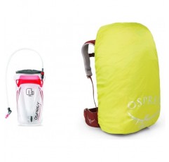 Osprey Hydraulics 2.5L 수화 저장통 - 10-20L 팩용 빨간색 및 초경량 고비스 레인커버(XS)