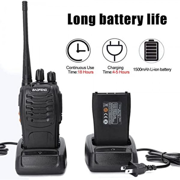 BAOFENG BF-888S 라디오 핸드헬드 양방향 라디오 UHF 성인용 휴대용 워키토키, 하이킹 자전거 캠핑(2팩)