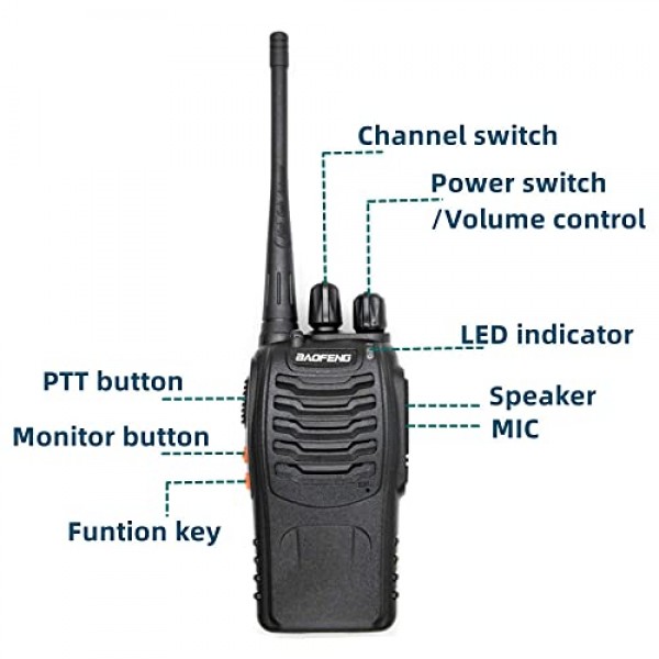 BAOFENG BF-888S 라디오 핸드헬드 양방향 라디오 UHF 성인용 휴대용 워키토키, 하이킹 자전거 캠핑(2팩)