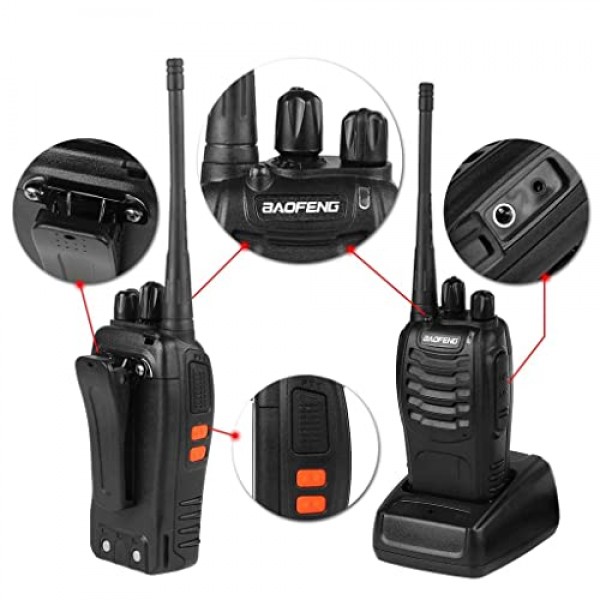 BAOFENG BF-888S 라디오 핸드헬드 양방향 라디오 UHF 성인용 휴대용 워키토키, 하이킹 자전거 캠핑(2팩)