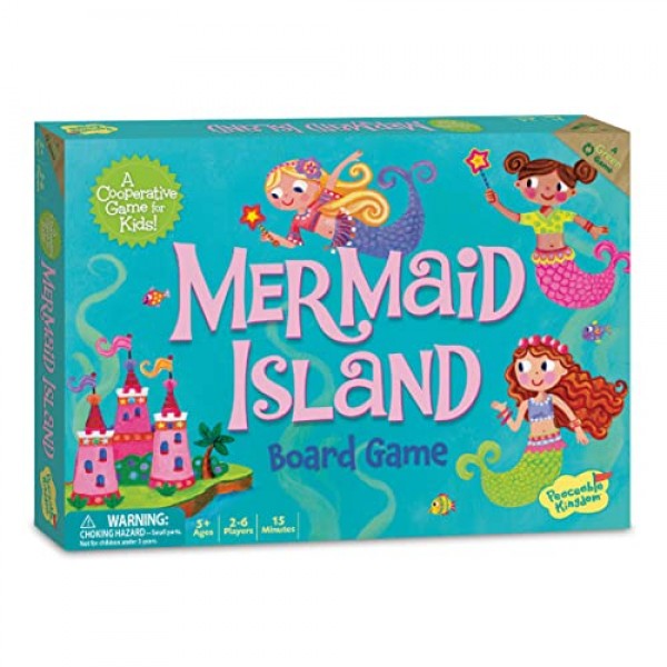 Peaceable Kingdom Mermaid Island Award 수상 협동 보드 게임 2~6세 어린이 5세 이상 한정판