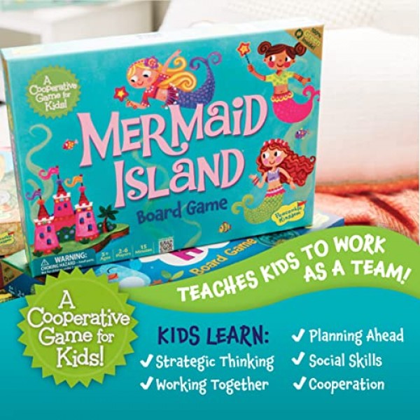 Peaceable Kingdom Mermaid Island Award 수상 협동 보드 게임 2~6세 어린이 5세 이상 한정판