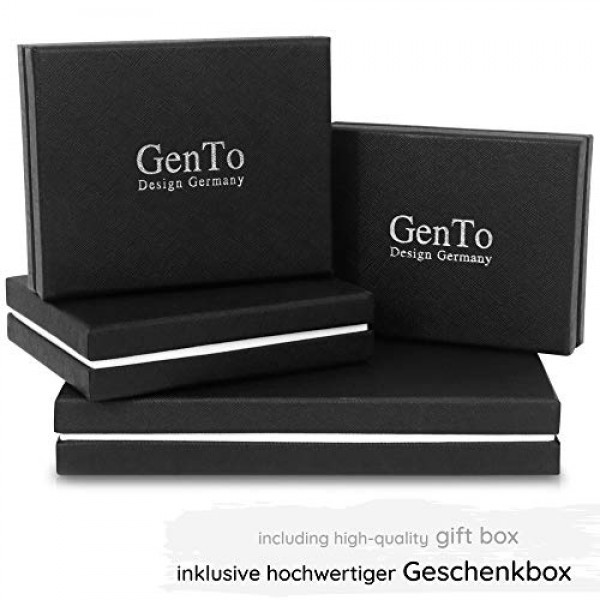 동전 수납 공간이 있는 GenTo Manhattan 대형 지갑, TÜV 테스트를 거친 RFID, NFC 보호, 남성용 및 여성용 넓은 지갑, 선물 상자가 포함된 지갑.