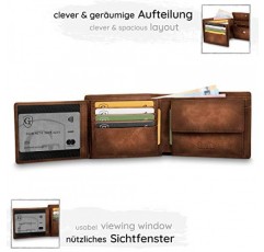 동전 수납 공간이 있는 GenTo Manhattan 대형 지갑, TÜV 테스트를 거친 RFID, NFC 보호, 남성용 및 여성용 넓은 지갑, 선물 상자가 포함된 지갑.