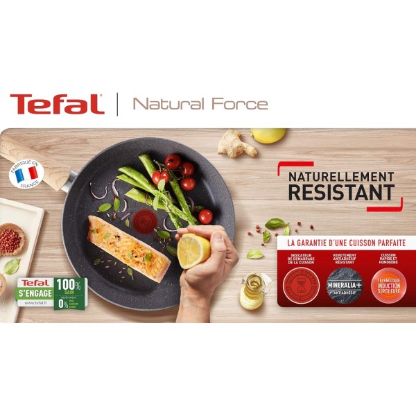 테팔 내추럴포스 G2662902 소스팬 18cm(2.1L) Easy Clean Minerals Natural Minerals Thermo-Signal™ Healthy Cooking Induction Mijoter Made in France