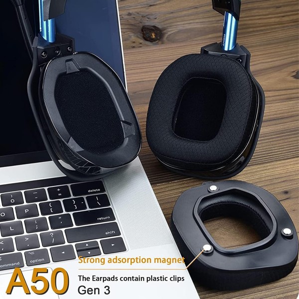 Yaowanguan A50 Gen 3 Mod Kit - Astro Gaming A50 무선 헤드셋 Gen 3, 이어 패드/컵/패드, 마그네틱 클립이 있는 액세서리(검은색 패브릭) 통기성 패브릭 모드 키트용 교체용 두꺼운 