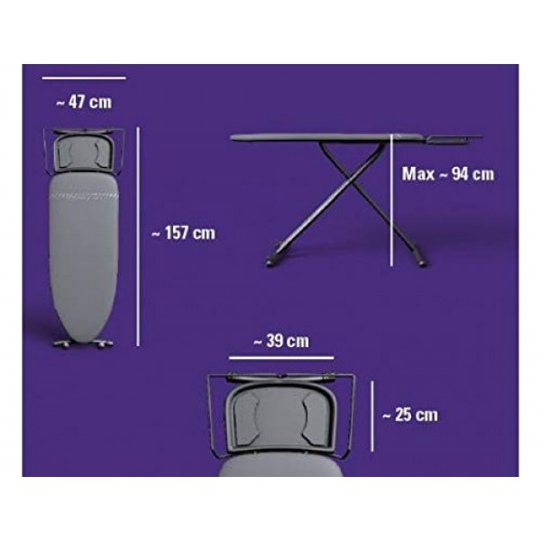 필립스 가전제품 PSG6064/80 스팀 다리미 스테이션, 블랙 & Laurastar 다리미판 플러스 보드, 42cm x 125cm, 면 100%, 대부분의 스팀 다리미 스테이션에 적합, 높이 조절 가능