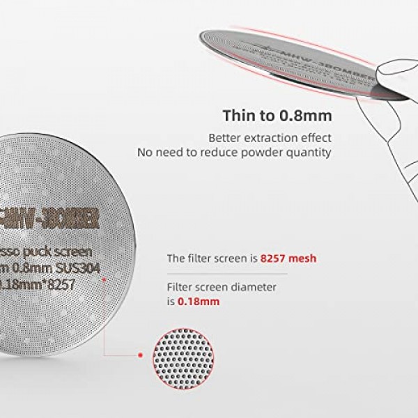 MHW-3BOMBER 51mm 에스프레소 퍽 스크린 2 팩 금속 커피 필터 51mm 포터 필터 바구니 용 재사용 가능한 에스프레소 필터 0.8mm 두께 FG5580S  2