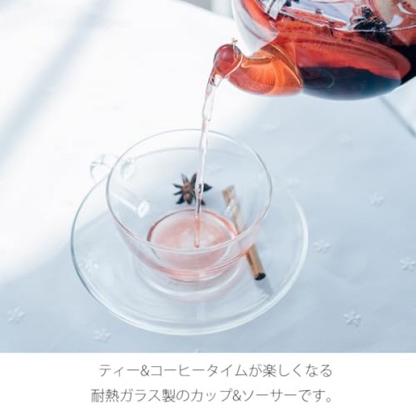 하리오 찻잔과 접시 세트, 230ml, 투명