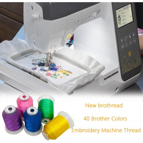 New Brothread 40 Brother Colors 폴리에스터 기계 자수 실 - 자수기 및 재봉틀용 550yds(500야드)