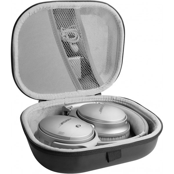 Bose QC35 II 게임용 헤드셋과 호환되는 Geekria Shield 헤드폰 케이스, QuietComfort35 II, QuietComfort45, QCSE 케이스, 케이블 보관용 교체용 하드 여행용 케이스(검은색)