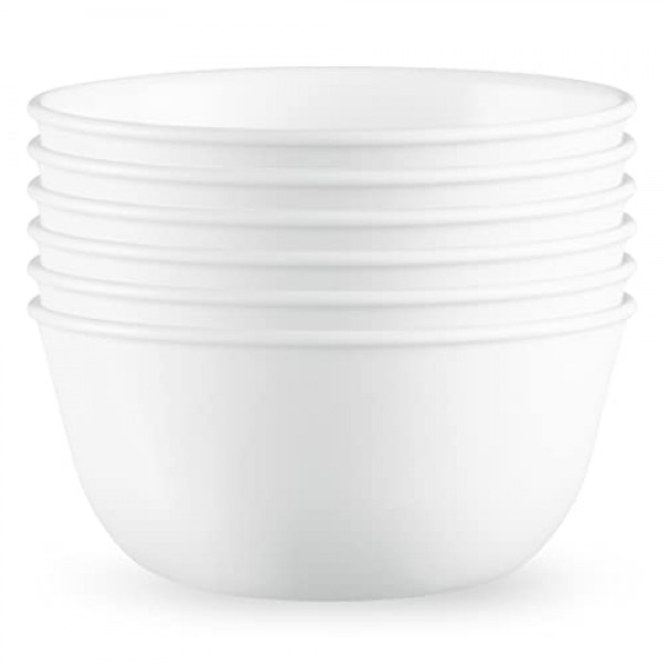 Corelle Vitrelle 28온스 수프/시리얼 그릇 6개 세트, 칩 & 균열 방지 식기류 그릇, 겨울 프로스트 화이트 & 시리얼 그릇 6개 세트 | 겨울 프로스트 화이트 18온스 재사용 가능