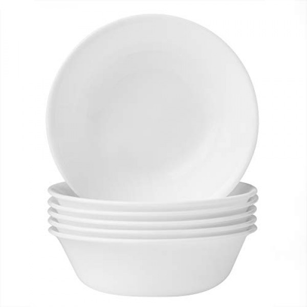 Corelle Vitrelle 28온스 수프/시리얼 그릇 6개 세트, 칩 & 균열 방지 식기류 그릇, 겨울 프로스트 화이트 & 시리얼 그릇 6개 세트 | 겨울 프로스트 화이트 18온스 재사용 가능