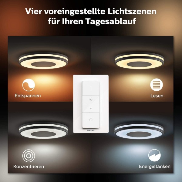 Philips Hue 화이트 앰비언트 LED 천장 조명 디머 스위치 포함, 흰색, 디밍 가능, 모든 흰색 음영, 앱을 통해 제어 가능, Amazon Alexa(Echo, Echo Dot)와 호환
