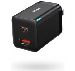Baseus 30W 듀얼 포트 USB C PD 충전기 블록, iPad Pro/Air/Mini, iPhone 15/15 Pro/15 Pro Max/14/14 Pro/14 Pro /13 Pro/12/SE/11/용 접이식 플러그가 포함된 고속 컴팩트 XR/XS, 삼성, 픽셀 6, 블랙