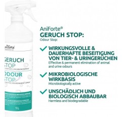 AniForte Odor Stop 1 L - 가정, 자동차 및 동물 환경을 위한 즉시 사용 가능한 환경 스프레이, 고양이 소변, 개 소변, 토사물, 배설물 및 동물 냄새에 대한 냄새 제거 스프레