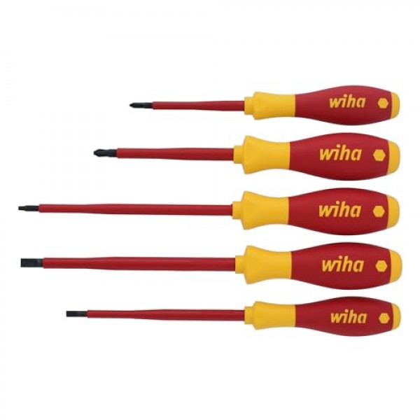 Wiha 32059 5피스 절연 SoftFinish 슬롯형/필립스/사각 드라이버 세트