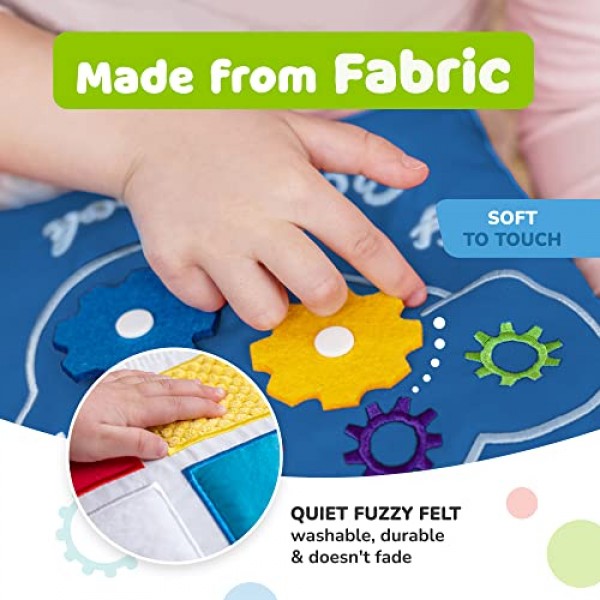 deMoca Quiet Book Montessori Toys for 1 2 3 Years Old - Busy Book 유아용 여행 장난감, 유치원 학습 활동 포함, 9 감각 유아용 교육용 장난감 1-3 소년 소녀용 활동, 파란색