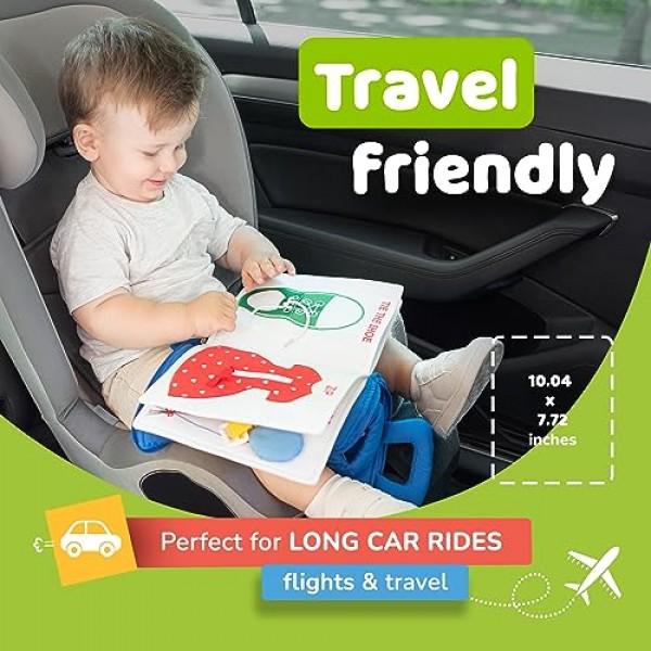 deMoca Quiet Book Montessori Toys for 1 2 3 Years Old - Busy Book 유아용 여행 장난감, 유치원 학습 활동 포함, 9 감각 유아용 교육용 장난감 1-3 소년 소녀용 활동, 파란색