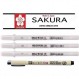 SAKURA Gelly Roll White, Bright White Stifte im Etui, 혼합 크기 05.08.10 Pigma Micron Black 05
