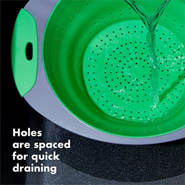 OXO Good Grips 실리콘 접이식 소쿠리, 3.5쿼트, 녹색