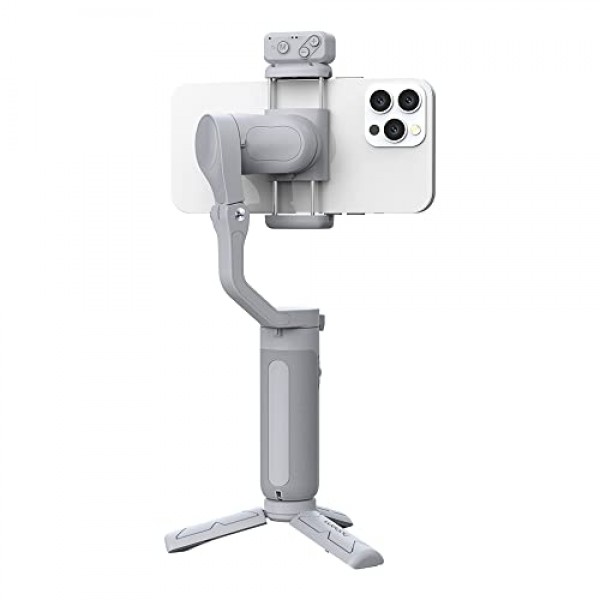 Hohem iSteady XE KIT 3축 스마트폰 짐벌 안정기(iPhone용 조명 포함) Vlog용 Android 전화 YouTube 라이브 비디오 녹화 휴대용 접이식 짐블라 안정기, 회색 콤보