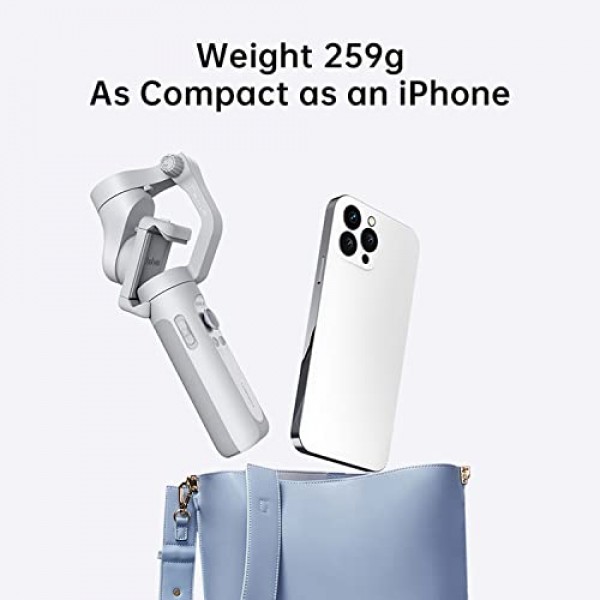 Hohem iSteady XE KIT 3축 스마트폰 짐벌 안정기(iPhone용 조명 포함) Vlog용 Android 전화 YouTube 라이브 비디오 녹화 휴대용 접이식 짐블라 안정기, 회색 콤보