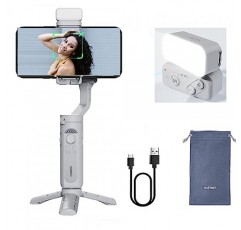 Hohem iSteady XE KIT 3축 스마트폰 짐벌 안정기(iPhone용 조명 포함) Vlog용 Android 전화 YouTube 라이브 비디오 녹화 휴대용 접이식 짐블라 안정기, 회색 콤보