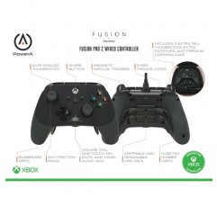 Xbox Series X|S용 PowerA FUSION Pro 2 유선 컨트롤러 게임 패드 유선 비디오 게임 컨트롤러 Xbox One과 호환되는 게임 컨트롤러 2년 제조업체 보증 단일